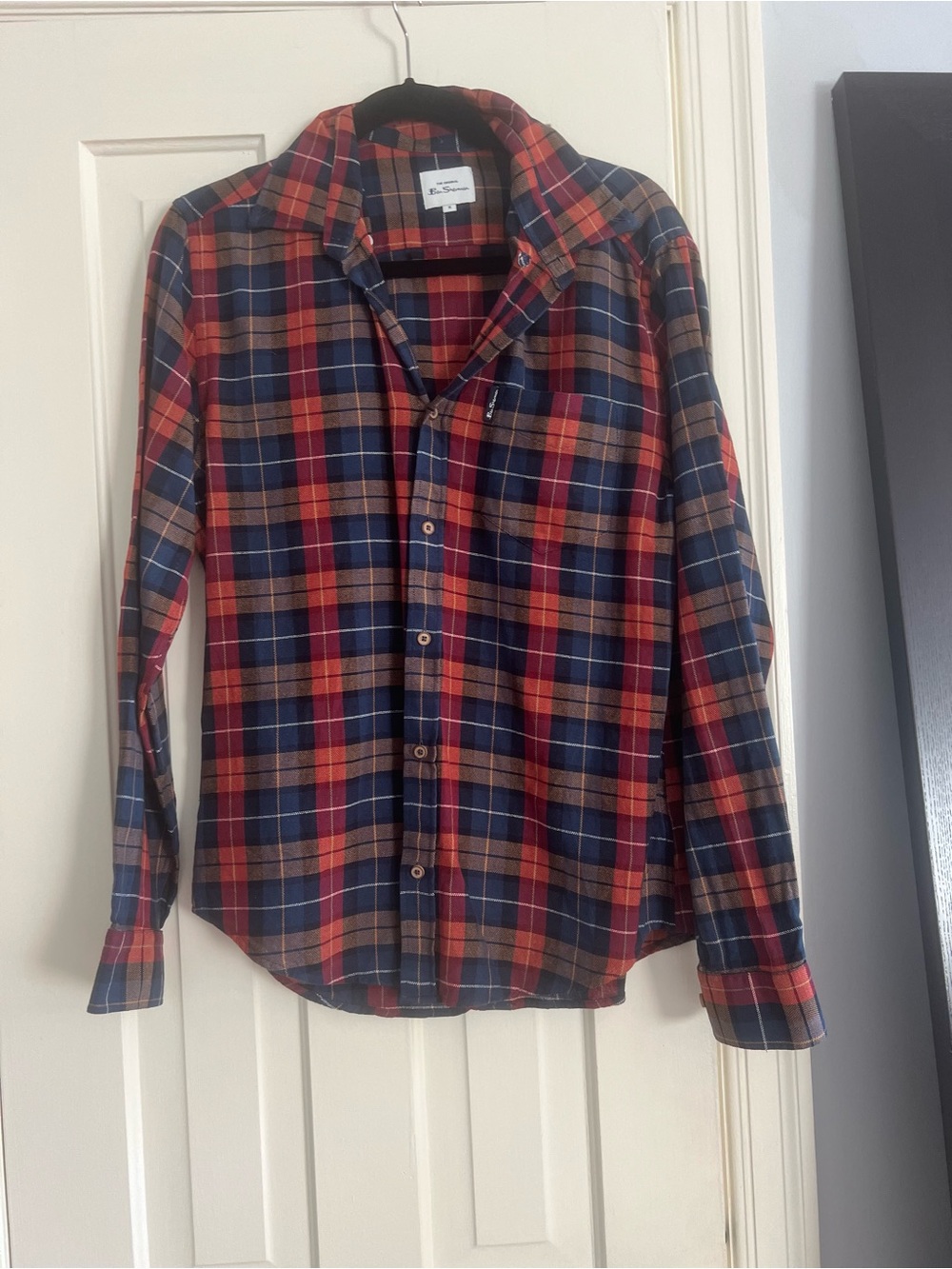 Ben Sherman Men's Plaid Button-Down Shirt in Red, Blue & Brown